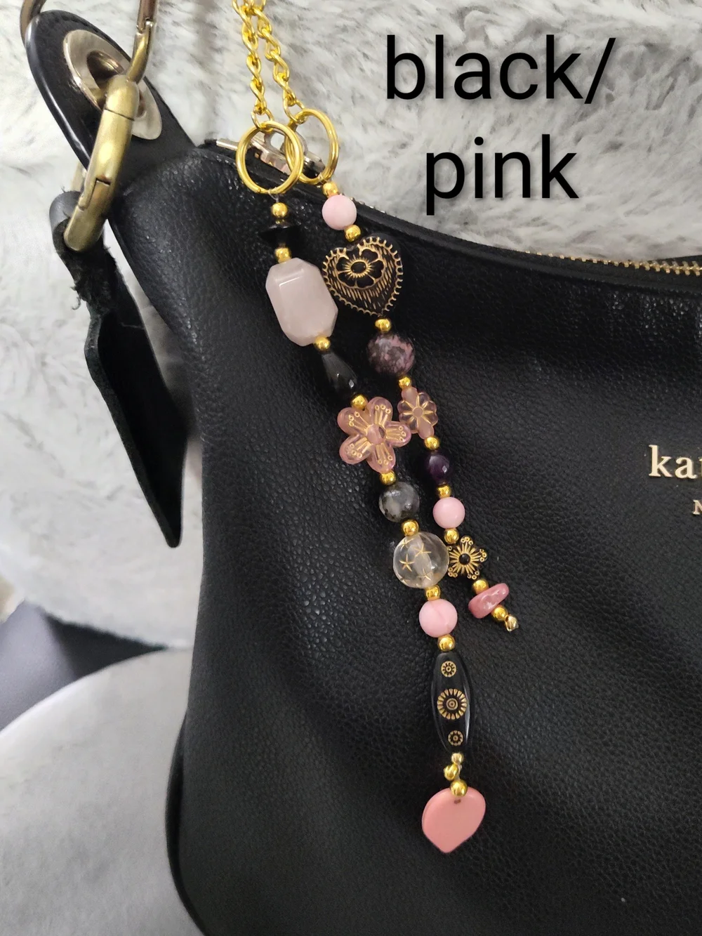 Handmade Beaded Natural Stone Keychain - Multiple